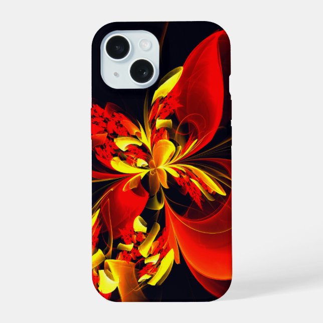 Red Yellow Floral Modern Abstract Art Pattern #10 iPhone 15 Case (Back)