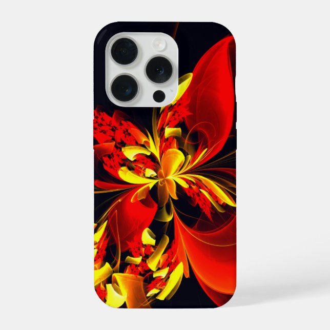 Red Yellow Floral Modern Abstract Art Pattern #10 iPhone Case (Back)