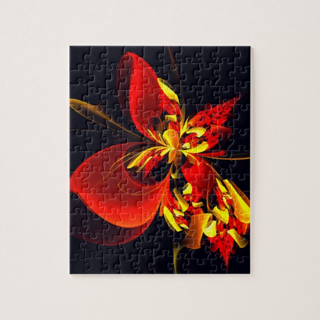 Red Yellow Floral Modern Abstract Art Pattern #10 Jigsaw Puzzle (Vertical)