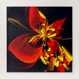 Red Yellow Floral Modern Abstract Art Pattern #10 Jigsaw Puzzle