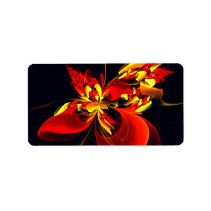 Red Yellow Floral Modern Abstract Art Pattern #10 Label