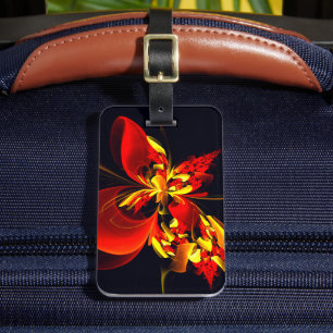 Red Yellow Floral Modern Abstract Art Pattern #10 Luggage Tag