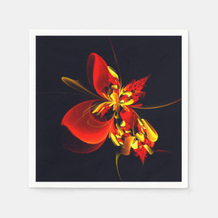 Red Yellow Floral Modern Abstract Art Pattern #10 Napkin