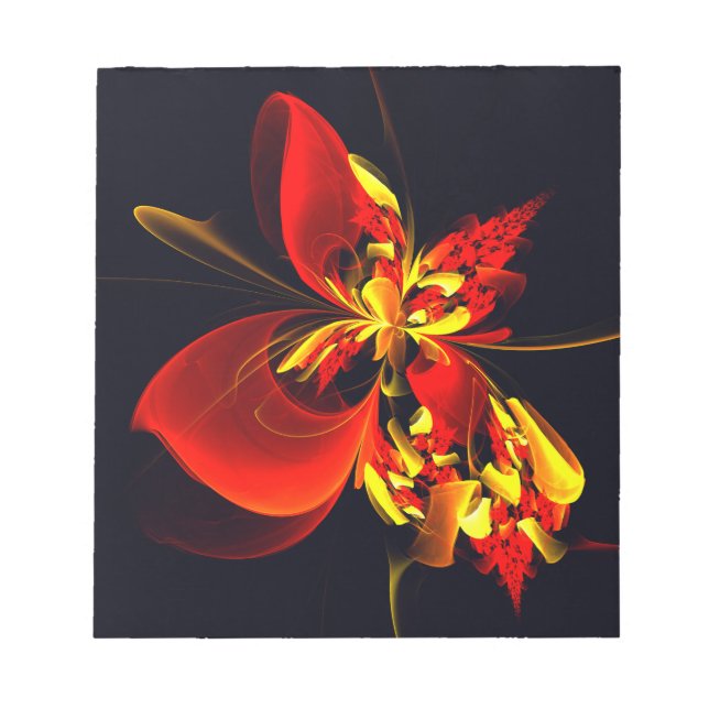 Red Yellow Floral Modern Abstract Art Pattern #10 Notepad (Front)