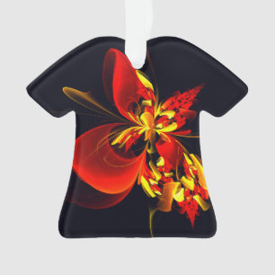 Red Yellow Floral Modern Abstract Art Pattern #10 Ornament