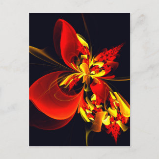 Red Yellow Floral Modern Abstract Art Pattern #10 Postcard