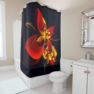 Red Yellow Floral Modern Abstract Art Pattern #10 Shower Curtain