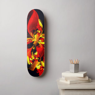Red Yellow Floral Modern Abstract Art Pattern #10 Skateboard