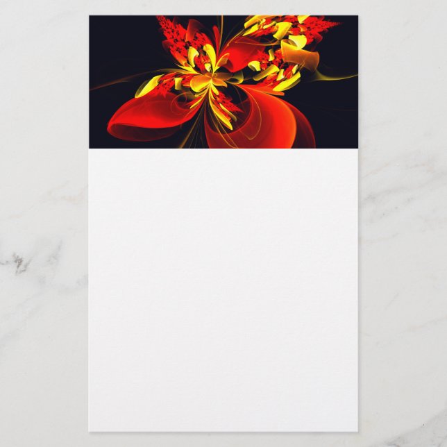 Red Yellow Floral Modern Abstract Art Pattern #10 Stationery (Front)