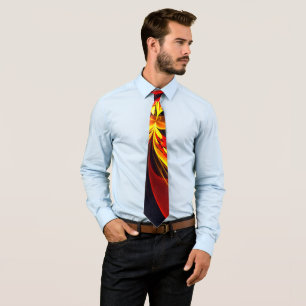 Red Yellow Floral Modern Abstract Art Pattern #10 Tie