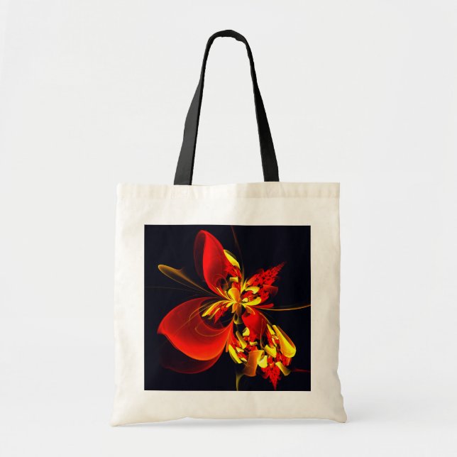 Red Yellow Floral Modern Abstract Art Pattern #10 Tote Bag (Front)
