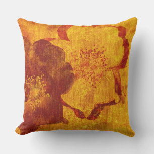 Red yellow flower grunge digital graphic art outdoor cushion