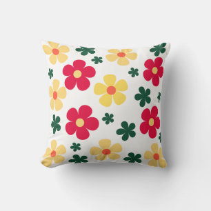 Red yellow flower pattern design  cushion