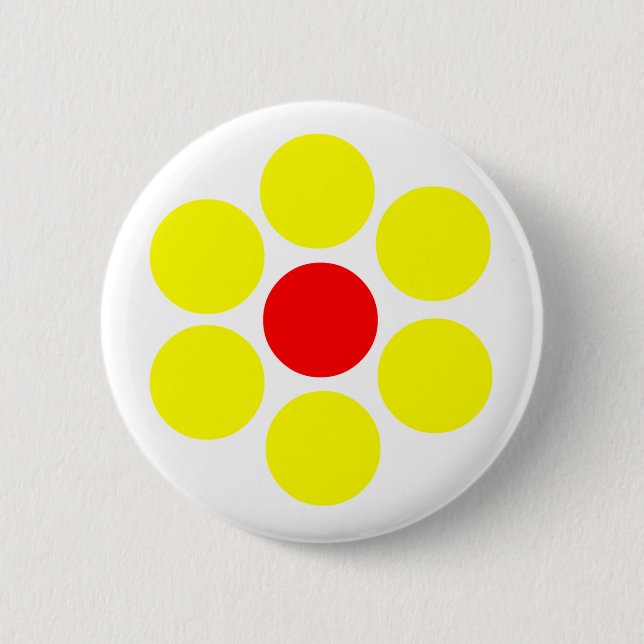 Red Yellow Flower Simple Minimal 6 Cm Round Badge (Front)