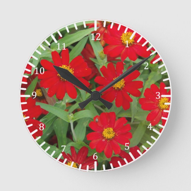Red & Yellow flowers clock (Front)