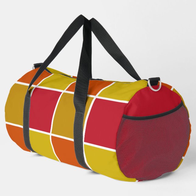 Red, Yellow, Gold and Orange Squares Duffle Bag (Right Corner)