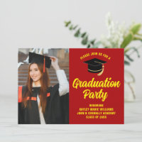Red Yellow Graduate Photo 2025 Graduation Party