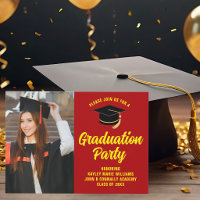 Red Yellow Graduate Photo 2025 Graduation Party