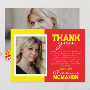 Red & Yellow Graduation 2 Photo Thank You Card