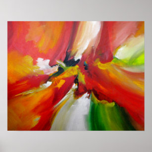Red Yellow Green Abstract Expressionism Painting Poster
