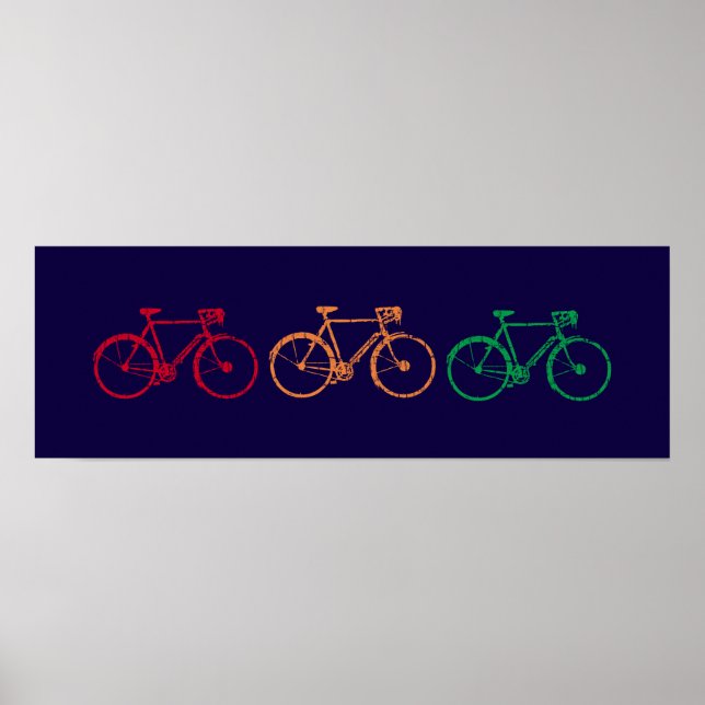 red yellow green bicycles poster (Front)