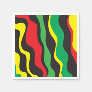 Red Yellow Green Black Rasta Wave Party Napkin