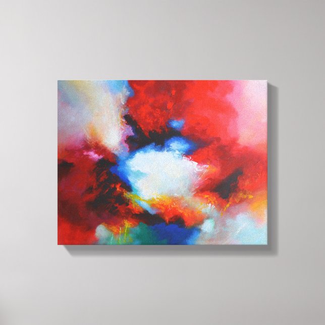 Red Yellow Green Blue Abstract Art Painting Canvas Print (Front)