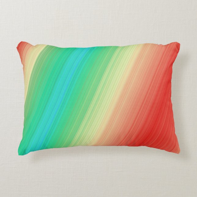 Red Yellow Green Blue Stripes Decorative Cushion (Front)