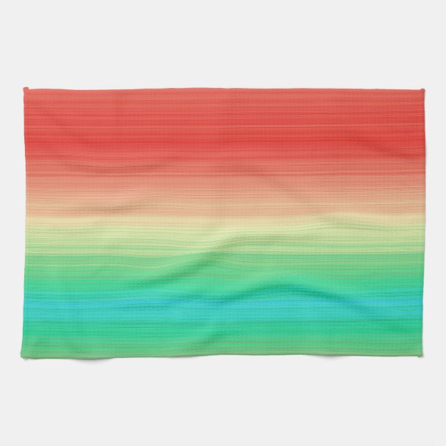 Red Yellow Green Blue Stripes Tea Towel (Horizontal)