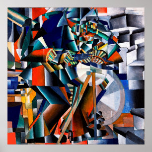 Red Yellow Green Blue White Grey Abstract Poster