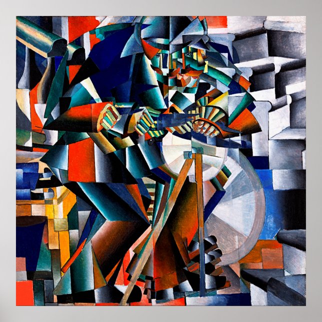 Red Yellow Green Blue White Grey Abstract Poster (Front)