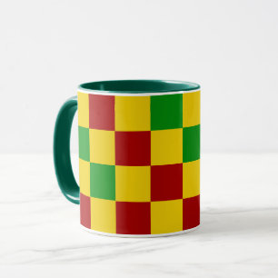 Red Yellow Green Chequered Pattern Design Mug