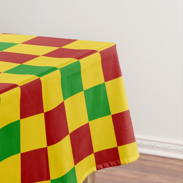 Red Yellow Green Chequered Pattern Design  Tablecloth (In Situ)