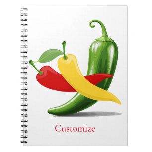 Red Yellow Green Chili Peppers Thunder_Cove Notebook