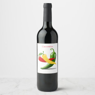 Red Yellow Green Chili Peppers Thunder_Cove Wine Label