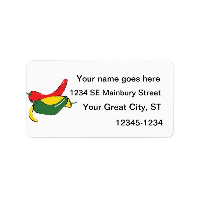 Red Yellow Green Chilli Pepper Graphic Label (Front)