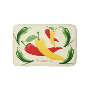 Red Yellow Green Chilli Peppers Thunder_Cove Bath Mat