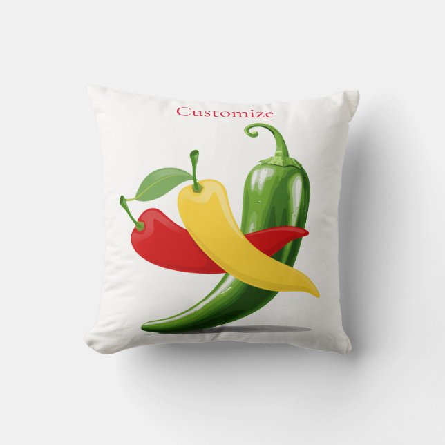 Red Yellow Green Chilli Peppers Thunder_Cove Cushion (Front)