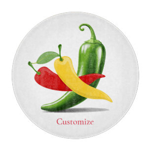 Red Yellow Green Chilli Peppers Thunder_Cove Cutting Board