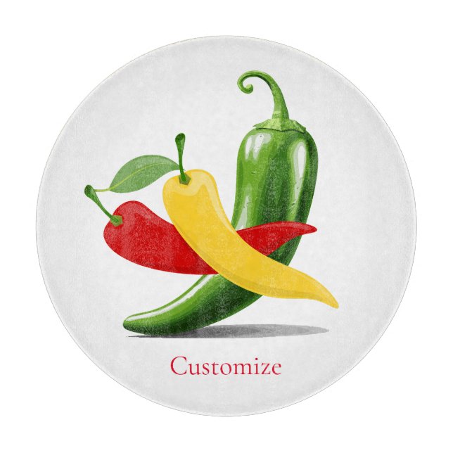Red Yellow Green Chilli Peppers Thunder_Cove Cutting Board (Front)