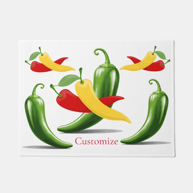 Red Yellow Green Chilli Peppers Thunder_Cove Doormat (Front)