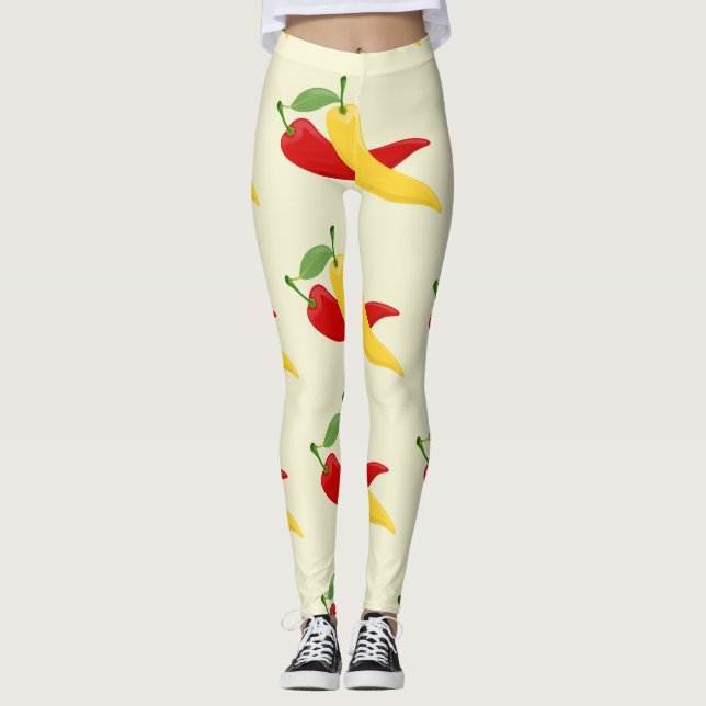 Red Yellow Green Chilli Peppers Thunder_Cove Leggings (Front)