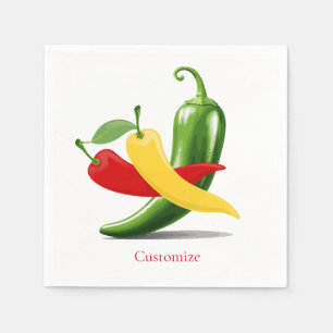 Red Yellow Green Chilli Peppers Thunder_Cove Napkin