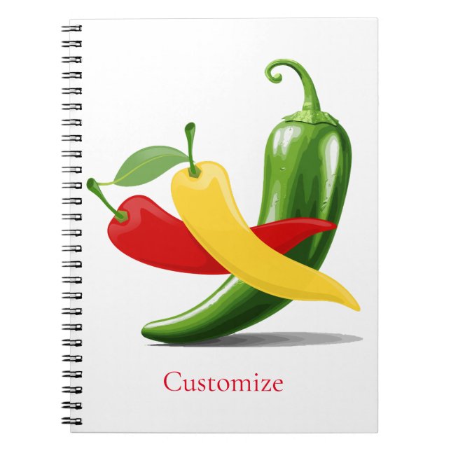 Red Yellow Green Chilli Peppers Thunder_Cove Notebook (Front)