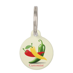 Red Yellow Green Chilli Peppers Thunder_Cove Pet Tag
