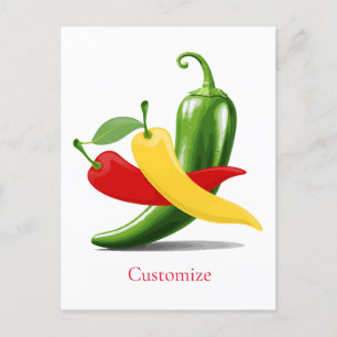 Red Yellow Green Chilli Peppers Thunder_Cove Postcard