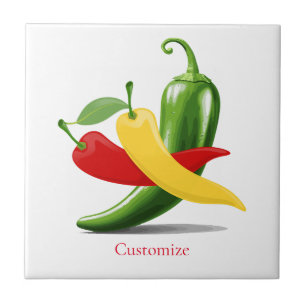 Red Yellow Green Chilli Peppers Thunder_Cove Tile