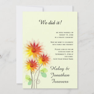 Red Yellow Green Floral Outdoor Reception Only Invitation