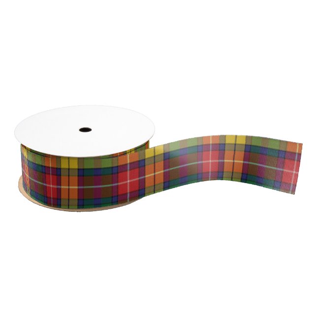 Red Yellow Green Plaid Clan Buchanan Tartan Grosgrain Ribbon (Spool)