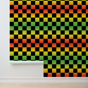 Red Yellow Green Rasta Ombre Chequerboard Wallpaper